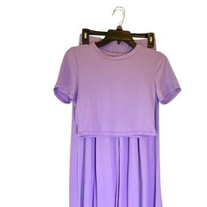 WinWin Women's small/xs Purple Lavender 2 piece crop top & Wide-Leg Pants Design